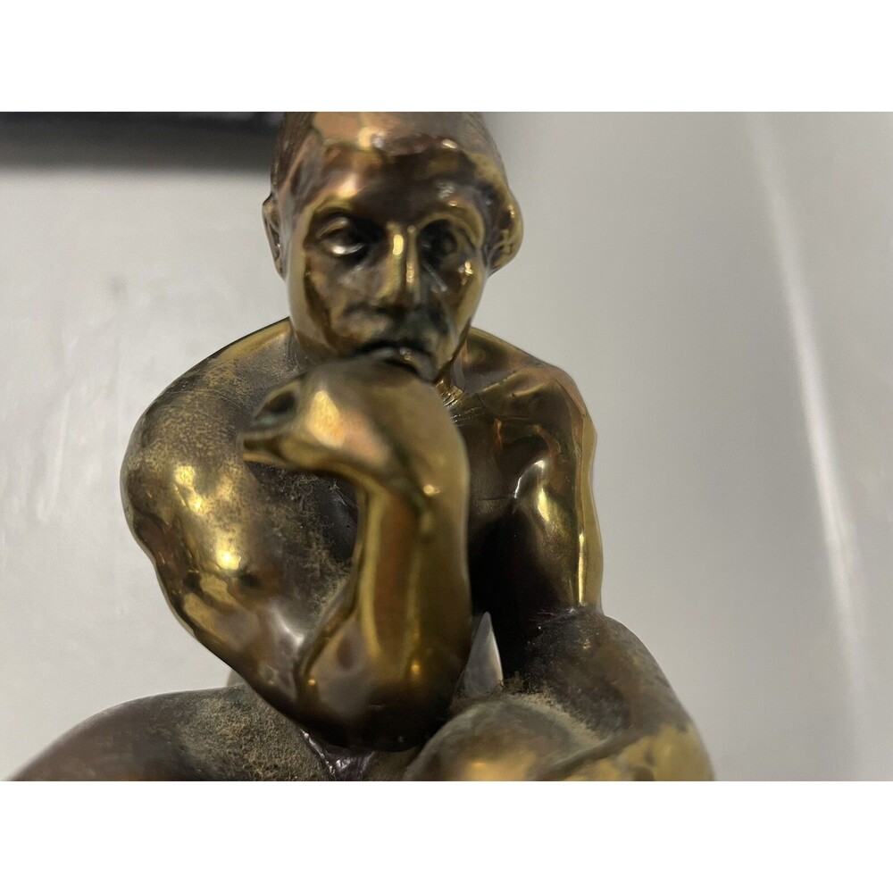 Vintage Art Thinking Man Bookends The Thinker Aguste Rodin Style Philosophy - Picture 16 of 16